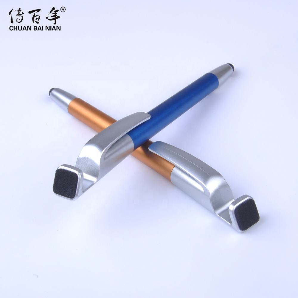 High Quality 4-in-1 Multi-Function Plastic Pen for iPad iPhone Ball Pen  Phone Holder Touch Screen for Stylus Custom Logo Pen