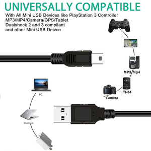 1.5m 5feet <span class=keywords><strong>USB</strong></span> 2.0 để mini 5pin Sạc Dây sạc cáp cho bên ngoài HDDs/máy ảnh/máy nghe nhạc MP3/<span class=keywords><strong>PS3</strong></span> điều khiển/GPS Receiver - Product Image 3