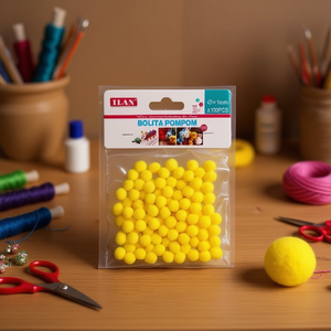 Palline Pompom Ilan 1.0 Cm Gialle 100 Pezzi per Decorazioni Artigianali - Product Image 2
