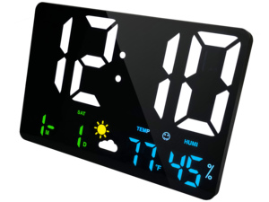 Trang Trí Nội Thất Lớn Kỹ Thuật Số Điện <span class=keywords><strong>LCD</strong></span> Hiển Thị Tường Bảng Đồng Hồ Báo Thức LED Lịch Đồng Hồ, Độ Ẩm Trong Nhà, 2 Báo Động Snooze DC 5V - Product Image 3