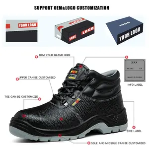 Рабочие ботинки YIZHONCO на заказ, кожаные ботинки, верхняя подошва из искусственной кожи, с широким стальным носком, противоскользящие, устойчивые к истиранию, для складской логистики - Product Image 6