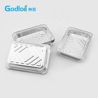Conteneur en aluminium de qualité alimentaire, rectangulaire, argenté, jetable, boîte d'emballage à emporter en aluminium avec couvercle
