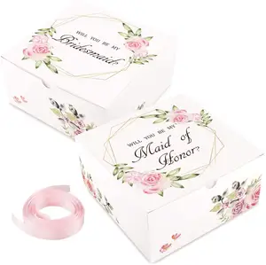 Bridesmaid Proposal Boxes with Ribbon, 2 Maid of Honor Boxes and 8 Will You Be My Bridesmaid Boxes for Bridesmaid Gifts