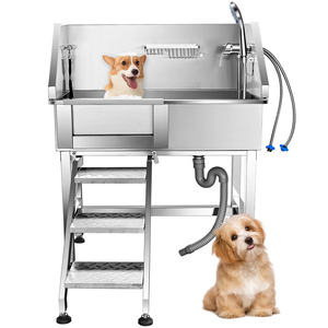 Station de lavage pour animaux de compagnie en acier personnalisée Baignoire pour chiens avec accessoires de douche - Product Image 1