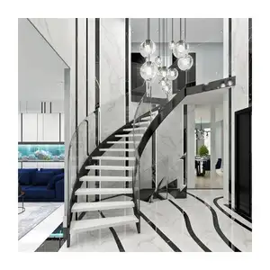 Easy Installed Villa Commercial Glass Granite Wood Step Staircase Residence Indoor Helical Stairs Exterior Wood Staircase