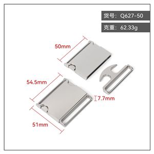 Side Release Buckle 50mm Zinc Alloy Silver Bag Hardware Durable Wear Resistant Backpack <b>Webbing</b> Accessory - Product Image 3