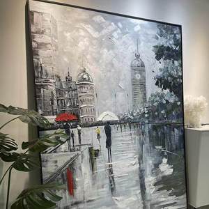 <span class=keywords><strong>Peinture</strong></span> sur toile minimaliste noir et blanc représentant une ville - <span class=keywords><strong>D</strong></span>écoration élégante <span class=keywords><strong>pour</strong></span> salon et entrée - Product Image 2