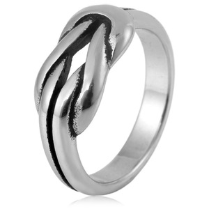yunnique Men's <b>Titanium</b> Steel Rope Knot <b>Ring</b> Geometric Bowknot Design Gift Jewelry FY28077 - Product Image 1