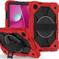 Étui robuste WESOROL à 3 couches pour tablette T-Mobile Revvl Tab 2 10.1'' 2025 en silicone avec support rotatif à 360° et sangle de transport main/épaule