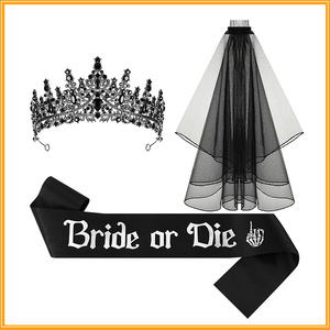 Decoraciones de Boda DAMAI, Accesorios Góticos para el Día de la Boda, Set de Decoraciones para Despedida de Soltera, Corona y Velo de Novia - Product Image 2