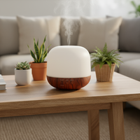 Diffuseur de parfum à grain de bois 250 ml, humidificateur d'air électrique ultrasonique, diffuseur d'huiles essentielles avec lumières LED pour la maison et le bureau