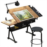 Table à dessin avec tiroirs, table d'étude artistique polyvalente, planche pliable réglable, poste de travail pour artiste, bureau de peintre, poste de travail