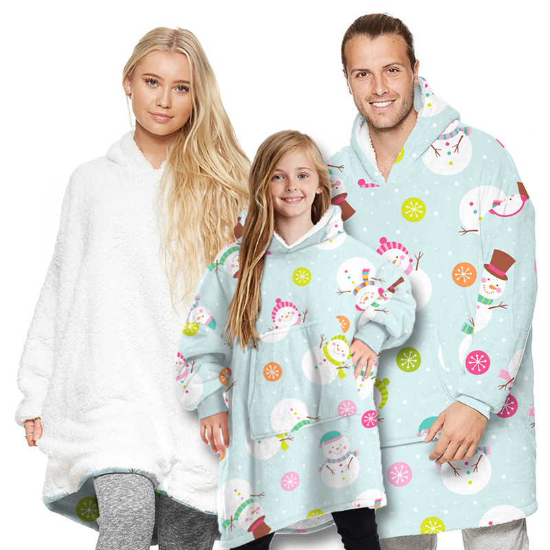 Christmas designs new collection unisex family fleece blanket hoodie