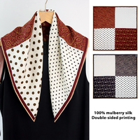 Écharpe carrée en soie de mûrier 6A, motif à pois crème et marron, style vintage élégant pour usage quotidien, échantillon rapide 7 jours, faible MOQ