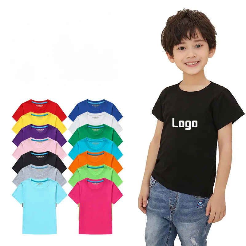 Trẻ Em Ngắn Tay Áo T-Shirt Biểu Tượng Tùy Chỉnh In Ấn 100% Cotton Đồng Bằng Trống Trẻ Em Bé Cô Gái Cậu Bé T Áo Sơ Mi