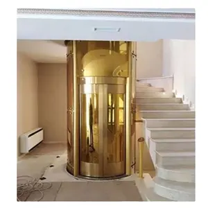 3 Pisos 450kg Home Lift Golden Luxury Circular full Glass Panoramic Villa Elevador Preço No Mercado dos Emirados Árabes Unidos Arábia Saudita