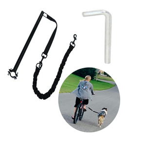 Bicycle Dog Walker Bike Leash Elastic Nylon Black Solid Traction Belt For Pet Walking - Product Image 3
