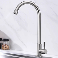 Robinet de cuisine monocommande en acier inoxydable brossé, style classique moderne, à montage sur plan, pour eau froide, idéal pour évier et vaisselle