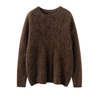 Nouveau pull en cachemire pur à 100% pour femmes, automne/hiver, col rond, bordure en polaire, haut de gamme