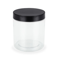 Bocaux en plastique PET transparents à large ouverture 350ml 400ml 500ml, bocaux blancs avec couvercles noirs pour emballage alimentaire haut de gamme