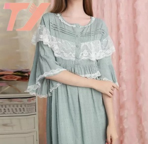 Magnifiques chemises de nuit sexy pour filles, robe de nuit d'<span class=keywords><strong>allaitement</strong></span> pour femmes, pyjama rétro en <span class=keywords><strong>coton</strong></span> vert, robe longue pour dormir, chemises de nuit - Product Image 6
