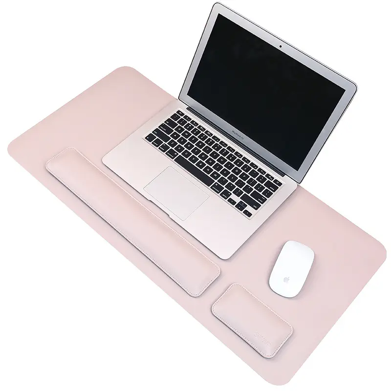 Customize Memory Foam Faux Leather Keyboard Wrist Rest Pad And Mouse Pad Desk Pad 3 Pieces Set