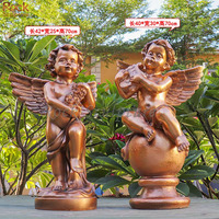 Statues de jardin personnalisées mignons petits anges, taille réelle, sculpture en bronze, artisanat en métal