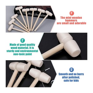 Petit marteau en bois, 5 pièces, accessoires pour animaux, <span class=keywords><strong>jouets</strong></span> et accessoires, artisanat en bois, outils de gâteau, marteau de chasse au chocolat - Product Image 3
