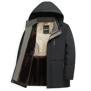 Nuova Giacca Invernale da <span class=keywords><strong>Uomo</strong></span> Imbottita in Cotone e Foderata in Pile per il 2025 Stile <span class=keywords><strong>Parka</strong></span> Lungo con Vestibilità Adatta per Padri di Mezza Età - Product Image 1
