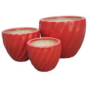 Pot de fleurs en céramique vernissée vintage bordeaux pour plantes vertes et cadeaux promotionnels - Product Image 2