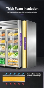 Vitrine réfrigérée à double porte vitrée pour sushis, table de préparation de salades réfrigérée avec éclairage LED pour la restauration - Product Image 6