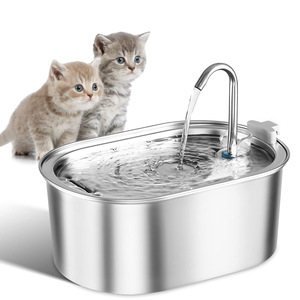 Fuente de agua para mascotas de acero inoxidable, grifo para fuente de agua para gatos, fuente de agua para mascotas para el hogar, gran capacidad de 2L - Product Image 1