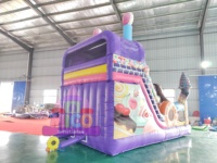 Château Gonflable Commercial en PVC 0.55 pour Enfants, Double Toboggan avec Souffleur, Idéal pour Location de Fêtes en Jardin