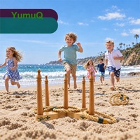 YumuQ Premium Kiefernholz Hoopla Ringwurfspiel für Draußen, Garten, Strand und Camping