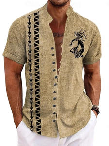 Chemise décontractée d'été pour homme en satin extensible, style hawaïen rétro imprimé, col rabattu, manches courtes, respirante et écologique, 100 % - Product Image 3