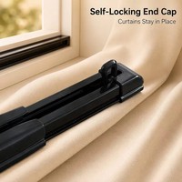 Rail de rideau télescopique en aluminium sans découpe, emballage compact, livraison facile en boîte, silencieux et fluide, 0,65-5,1 m