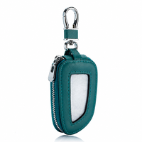 Pochette de protection universelle pour clé de voiture incurvée en cuir PU avec fenêtre transparente et fermeture éclair, porte-clés de luxe pour rangement de clés de voiture