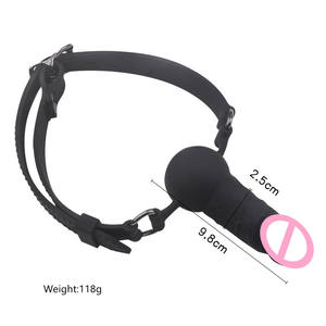 FST Bâillon Pénis en Silicone Réaliste avec Boule, Sangle Réglable pour Bâillon de Bouche BDSM (Noir) - Product Image 3