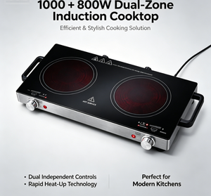 Cocina Eléctrica Portátil de Doble Quemador de 1800W, Estufa Infrarroja de 1000W+800W con Controles Independientes para Uso en Cocina y Exteriores - Product Image 6