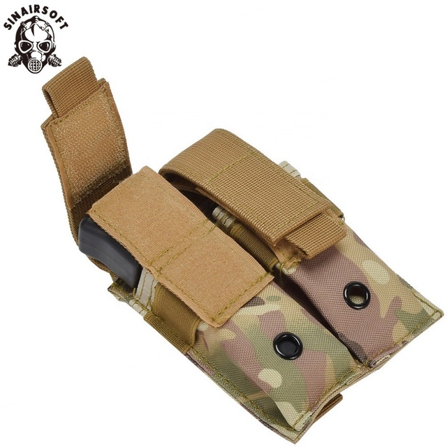 Tactical Double Magazine Pouch 9MM Mag Holder Molle Clip Gun Holster Accessory Set for Hunters