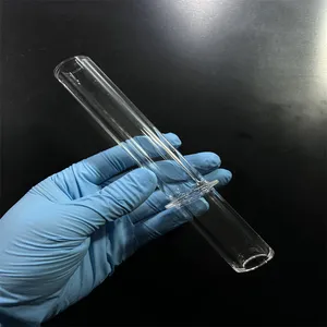 Disesuaikan satu ujung kuarsa bawah bulat tabung kaca silica kuarsa flask pembakar minyak pipa kaca untuk lab