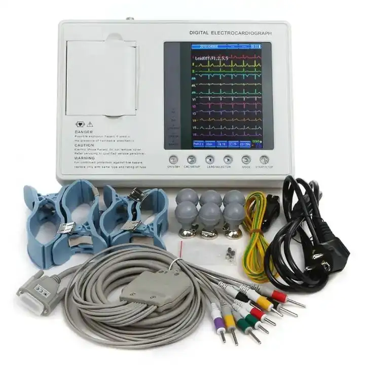 Máquina ecg portátil de alta calidad, máquina ecg con pantalla a Color de 7 pulgadas, 3 canales, precio de máquina ecg