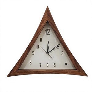 Triangle Wooden Quartz Wall <b>Clock</b> Analog <b>Silent</b> Design for Living Room Home Office Decoration - Product Image 1