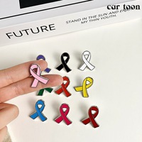Logo personnalisé en métal rose couleur ruban de sensibilisation au cancer du sein épinglette