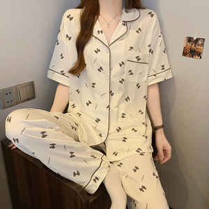 بيجامة نسائية جديدة للصيف بأكمام قصيرة، طباعة كرتونية، ملابس منزلية مريحة وعصرية - Product Image 3
