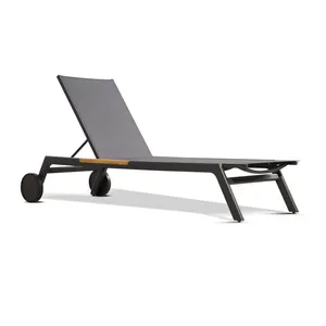 Pool Sun Chaise Lounge With Wheels Metal Garden Mesh Sunlounger Set Villa Sun Loungers Outdoor Furniture