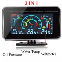 Prix d'usine – Tableau combiné numérique LCD 3-en-1 pour voiture/camion 12V/24V (pression d'huile, tension, température de l'eau) avec capteurs NPT 1/8