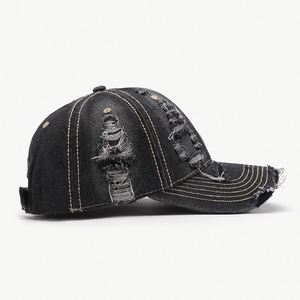 Gorra de Béisbol Unisex Azul Vaquero Desgastada para Exteriores, Diseño de 6 Paneles, Patrón de Letras Inglesas, Transpirable, Bordado Común - Product Image 2