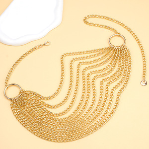 Chaîne de taille multicouche épaisse en métal doré avec pampilles pour femme, idéale pour les soirées et la mode - Product Image 3