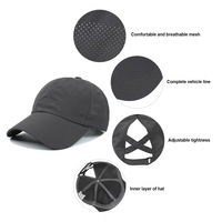 Casquettes en gros personnalisées en coton, polyester, élasthanne, semi-mesh, respirantes, pour la course, style trucker, vierges, avec ouverture pour queue de cheval